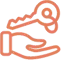 An orange icon depicting a hand holding a key.